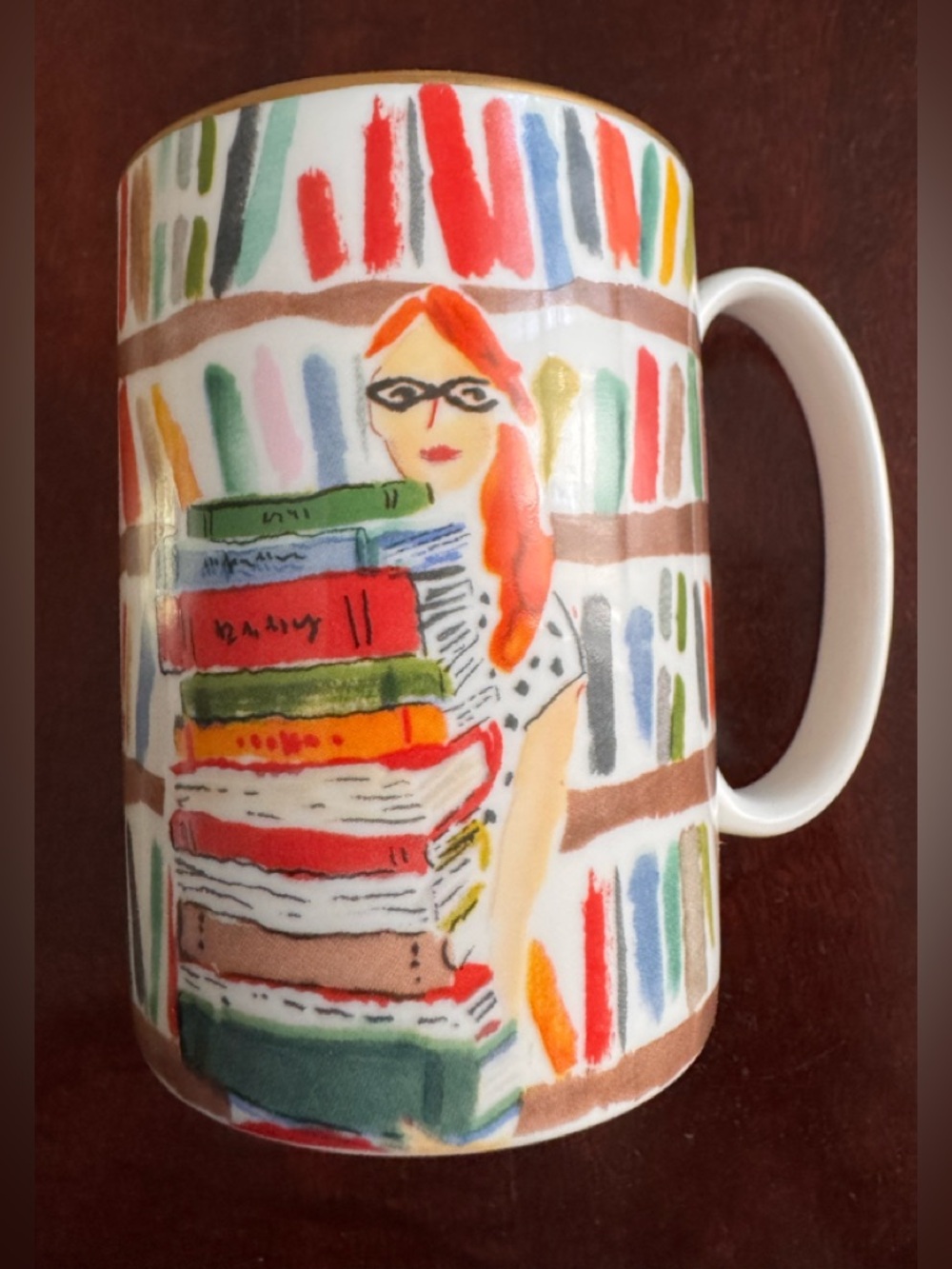 Kate Spade x Lenox Mug Illustrated Collection Library Books    Classic Colorful